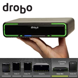 Drobo goes MINI!!! Whether you’re working at your desktop, shooting and editing photos or videos onsite, or traveling to the next location, it’s the world's first high-performance and protected portable storage array.