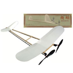 The Hishou is an A-shaped plane with two reverse propellers. The design dates from 1911 when three A-shaped models successfully crossed over the Sumida River in a flight contest. Gorgeous model plane.