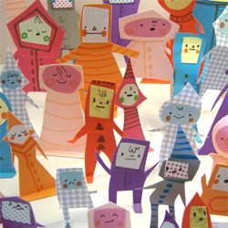 Adorable paper people models by Philippa Rice.