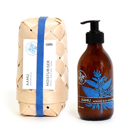 Lumi from Finland has lovely, unique packaging for their scent + skincare with each product in a pärekori (woven splint basket)