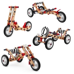 The Berg MOOV is a 4 in 1 child sized vehicle, made like an oversize Lego technics kit. I bet you can build even stranger vehicles if you get more than one kit.
