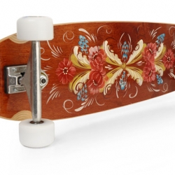 Swedish Mattias Norström has worked with his skateboard label Moustache Ape for ten years. His skateboards are a blend of craft and lifestyle. Many of them are hand painted with traditional "kurbits" motifs.
