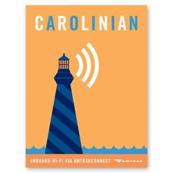 AmtrakConnect advertises it's wifi services with this series of posters from creative director Mick Sutter and illustratior Andrew Bannecker