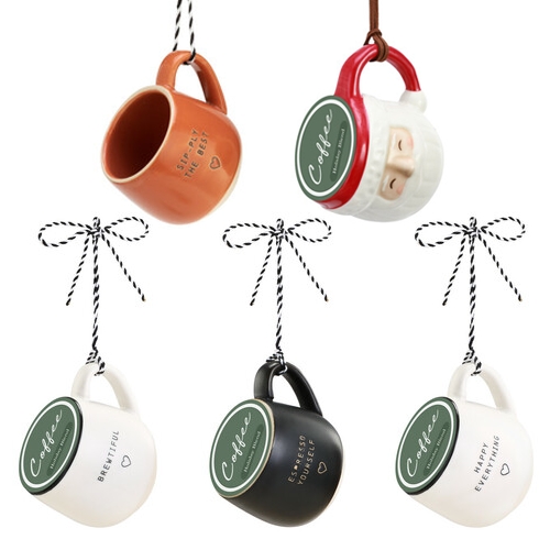 Demdaco Ornament Mugs - adorable mini mugs that fit a coffee pod perfectly. Could also work as present toppers.