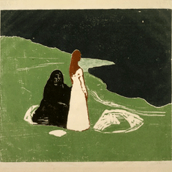 my favorite Edvard Munch woodcut print, "Two Women on the Shore"
