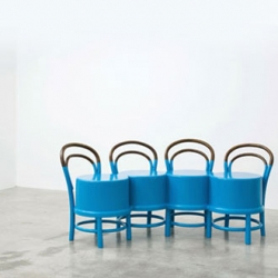 French designer Claudio Colucci's Mutant Attack chair playfully remixed original Thonet chairs, but this time the chair become shorter and fatter.