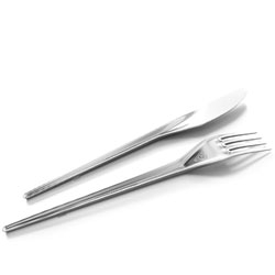 New money silverware by Kallbrand (by Tomas Ekström) are metal version of iconic plastic cutlery.