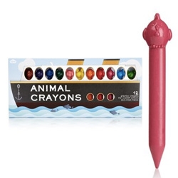 npw Animal Crayons! A boat of 12 animal headed crayons ~ they remind me of diem chau's carved crayons.