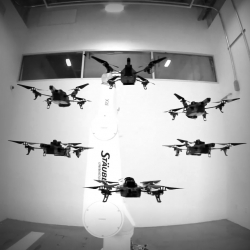 Flight Forms is a project that simulates drone flight with robotarms at the Sci-Arc Robot House. The flight behaviour of the quadrotor is used to program the motion logic for the 6 axis robotarm.