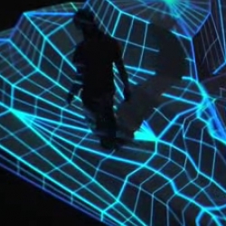 Created by WHITEvoid, Polygon Playground is a large interactive video projection installation commissioned for Denmark's SMUKfest. Sensory technology moves the projections to match people's body movement...