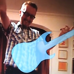 Air Guitar Prototype using Kinect, created with openFrameworks and open source drivers by Chris O'Shea