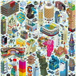 German design collective and master of pixel art, eBoy, release this new "Buildings" poster. 