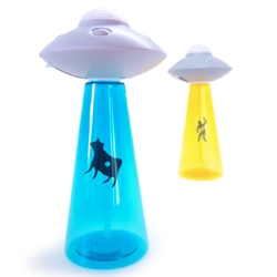 U.F.O Soap Pump by Duncan Shotton. An alien spacecraft soap dispenser, complete with traction beam! Comes with either human or cow, mid-abduction! 