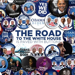 DemocraticStuff.com assembles a collection of buttons from the '08 Obama campaign in poster form. Interesting ommision, no "Where's Waldo for Obama" button.  