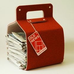 Swedish designer Jonas Forsman has created the ‘Old News’ magazine and newspaper holder for Creatables, a Gothenburg-based network of designers who develop products made from waste materials