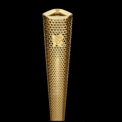 A prototype of the London 2012 Olympic Torch by designers BarberOsgerby was unveiled in London this morning.