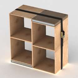 Ombelico is a modulas storage system designed by ALU and Marc Sadler. It's made by recylcled wood + polypropylene and use of belt to tie parts is a great fashion detail. 