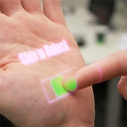 Chris Harrison's OmniTouch turns any surface into a touchscreen. The prototype uses a body-worn projection/sensing system to capitalize on the tremendous surface area the real world provides.