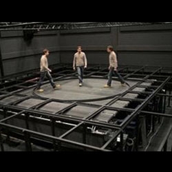 CyberCarpet by Cyberwalk is a treadmill that allows users to walk in any direction while in place, one of the biggest challenges of immersive virtual reality. 