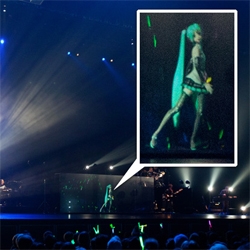 Hatsune Miku ~ j-pop 3D holographic vocaloid pop sensation ~ "live" in LA for her first concert outside of Asia. Is this really going to take over the way we do shows... not yet? 