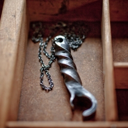 CXXVI Steel Bottle Opener Necklace Heated in a coal forge, and hand hammered on a 130 year old anvil. Practical and beautiful. 