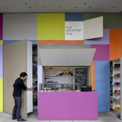 Forget pop-up, this fully outfitted tea shop in São Paulo pops out. 