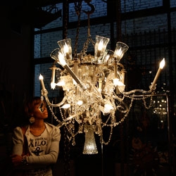 Bahdeebadhdu ~ For anyone that wasn't sure what to do with all those found glass pieces... check out their chandeliers and lighting pieces!