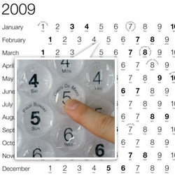 By experience designer Stephen Turbek, the Bubble Calendar is available in horizontal or vertical formats,  printed on paper or thick acetate. So, go ahead, pop your way through 2009!!