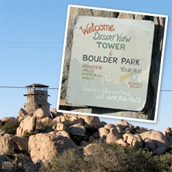 Desert View Tower and Boulder Park - this place scared the hell out of me on the roadtrip back from Tuscon, AZ to San Diego, CA (then back to LA) on the 8... SUPER creepy, then the internet tells me its super kid friendly and fun...