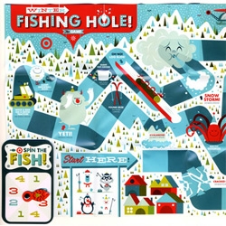 Invisible Creature for Target ~ The Winter Fishing Hole Game! Gift card that unfolds into a beautifully illustrated playful board game ~ see the closeups of the details!