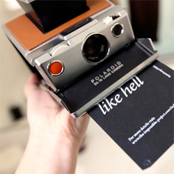 A close up look at the IMPOSSIBLE Projects' Polaroid SX70 + First Flush polaroid film...