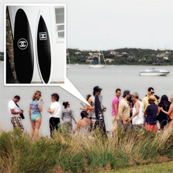 chanel + surfing + cocktails + smores + firepits + montauk = awesome? A look at the lovely and picturesque Chanel surfboards at the event... as well as the new J12 Marine watches.