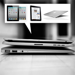 iPad 2 + the Magnetic Cover ~ a black and white unboxing and look at the iPad 2, iPad 1, Macbook Air stack!