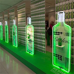 Gordon's Gin Ten Green Bottles designed by Conran ~ 10 patterns (each with their number subtly mixed into the design). 1 million bottles with a special label and 200 ltd ed fabric wrapped! Peek at the party and inspiration!