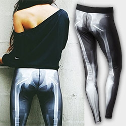 Nike X-ray Skeleton Printed Tights - Perfect for Halloween... the front looks like a normal X-ray, but the back reveals broken bones, screws and hip replacements...