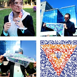 CYAN created QR-SCARVES with original QR code in different color variants.