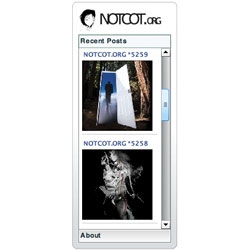 Playing with Widgetbox yesterday ~ made a quick NOTCOT.org widget! So you can get your quick fix of NOTCOT and show your love on your sites/social networks/etc if you wish!