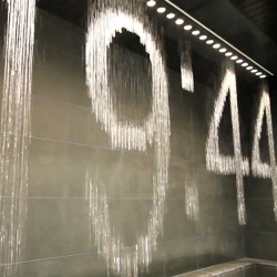 This mesmerizing water display created by Koei Industry is located at the Osaka Station City shopping mall in Japan. It uses water to display the time, temperature and even artwork.
