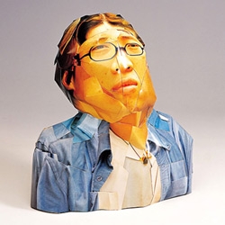 While most people take photographs of  scupltures, Osang Gwon makes sculptures from photographs.