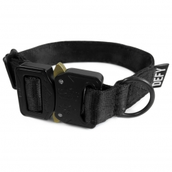 Man's best friend's best collar. Defy Bags Otis Dog Collar - complete with 1" imported solid brass and steel constructed AustriAlpin Cobra Quick Release buckle.