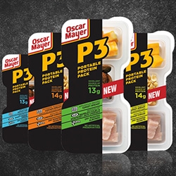 Oscar Meyer Lunchables' P3: Portable Protein Pack. Interesting packaging and branding ~ and love that the website is proteinproteinprotein.com.