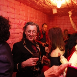 A padded cell, with cotton candy walls, was created by artist Jennifer Rubell for the Performa Arts' Red Party. 