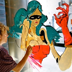 Anthony Lister painting the windows at the Standard NY ~ so fun to see how it unfolds!