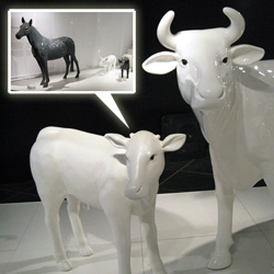 Pentagon Design has a great "Touching" Exhibition concept for presenting paint textures for Tikkurila Paints. Life sized farm animals - in high gloss, magnetic, and more... much better than paint chips!