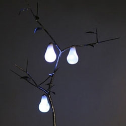 Nick Foley's Pear Light  tree even lets you pick the magnetized  fruits off their charging branches for portable lighting. The only thing missing  is a robot partridge.