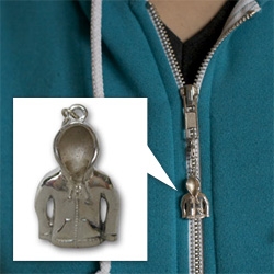 A hoodie zipper pull for your hoodie. Made out of sterling silver these amazingly detailed hoodie zipper pulls are hand cast and handmade. by Frozen Peas