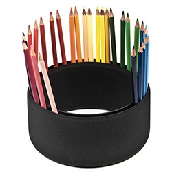 Objekten Systems Matt Ring by Sylvain Willenz - Love this concept for organizing pencils and pens visibly. Made of black soft plastisol, with a unique and surprising rubber quality touch. Made in The Netherlands.