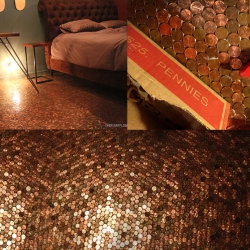 Bedroom floor made from 38,903 heads up pennies.
