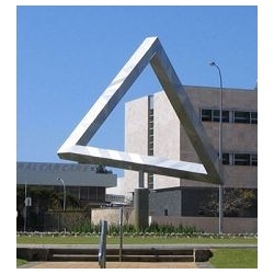 "Impossible Triangle" sculpture erected in Perth, Australia. From artist Brian McKay and architect  Ahmad Abas. 