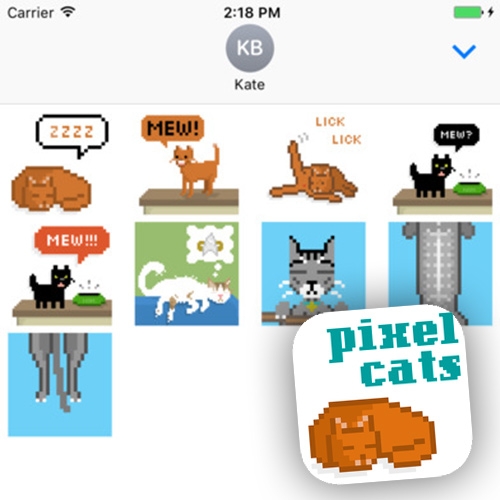 (Animated!) Pixel Cat Stickers By Richard Stevens. For those who love pixels, cats, Diesel Sweeties... and cant resist playing with all the stickers for iOS10 Messages.